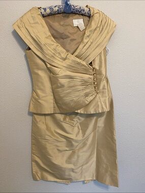 Champagne Satin Two-Piece Skirt Set